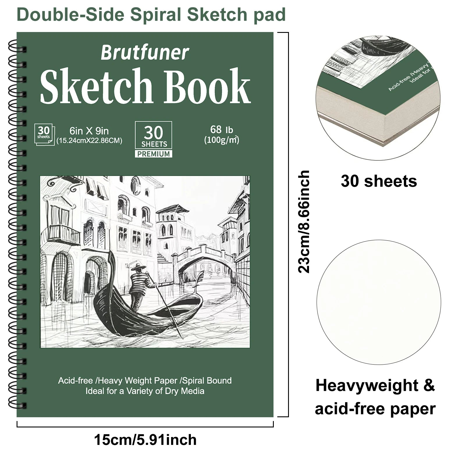 2pcs/30 Sheet Thick Spiral Sketchbook