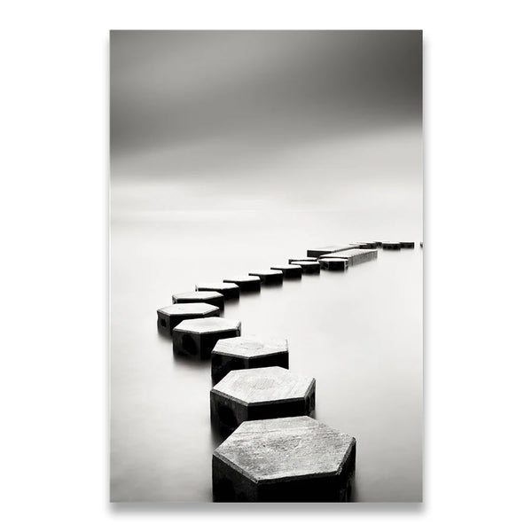 Black and White Landscape Bridge Canvas Art