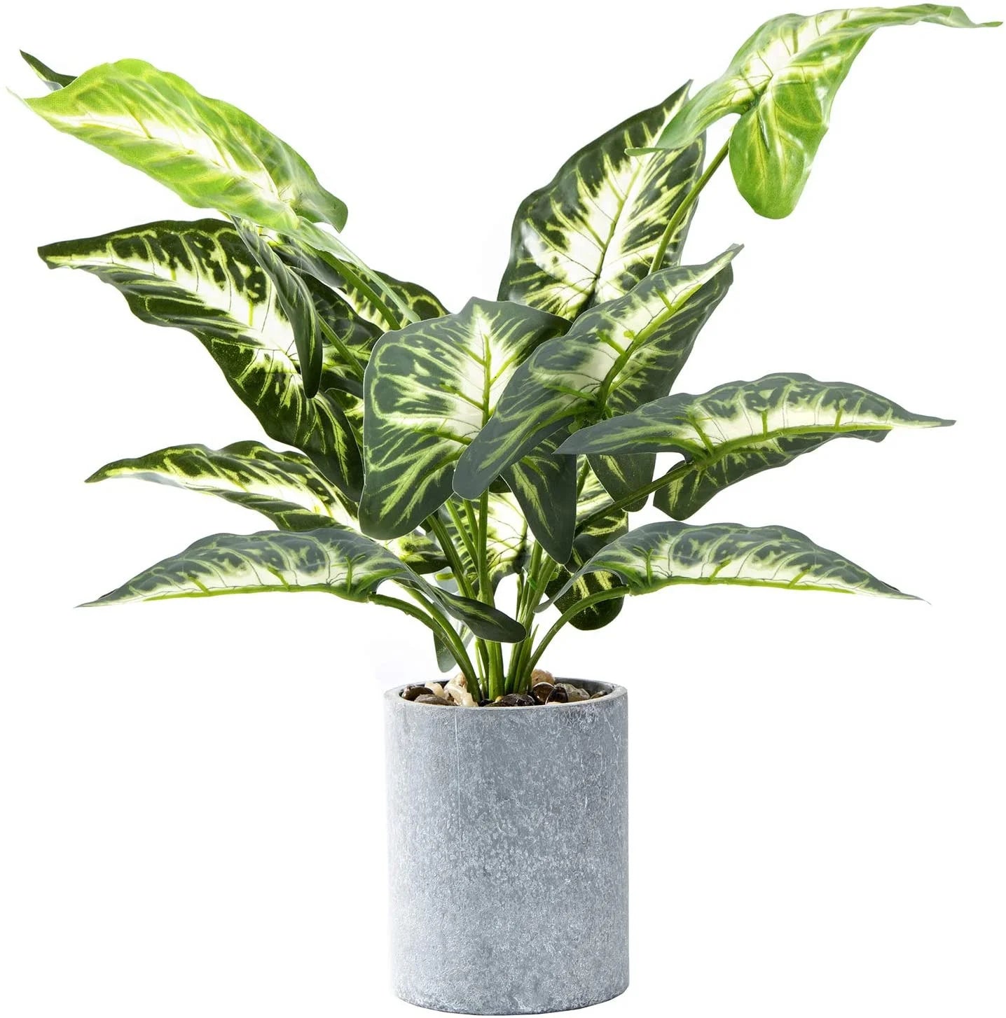 15" Artificial Potted Taro Leaf Plant