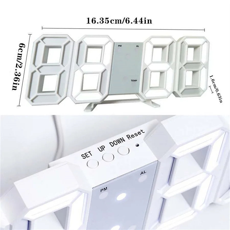 3D LED Digital Wall Clock – Glow Night