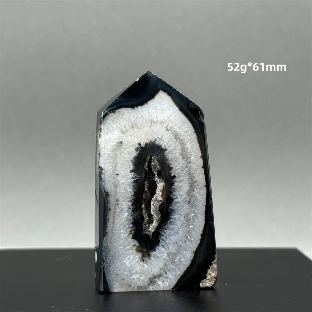 Black Agate Geode Obelisk Crystal