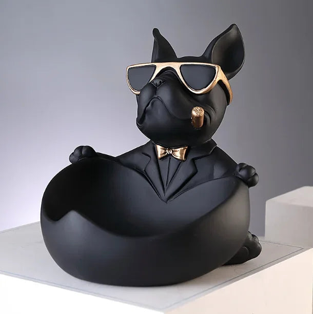 Resin Dog Figurine with Storage Box, Home Décor