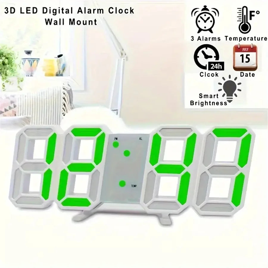 3D LED Digital Wall Clock – Glow Night