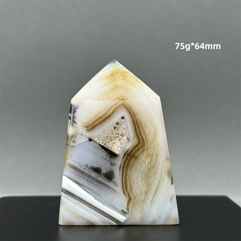Black Agate Geode Obelisk Crystal
