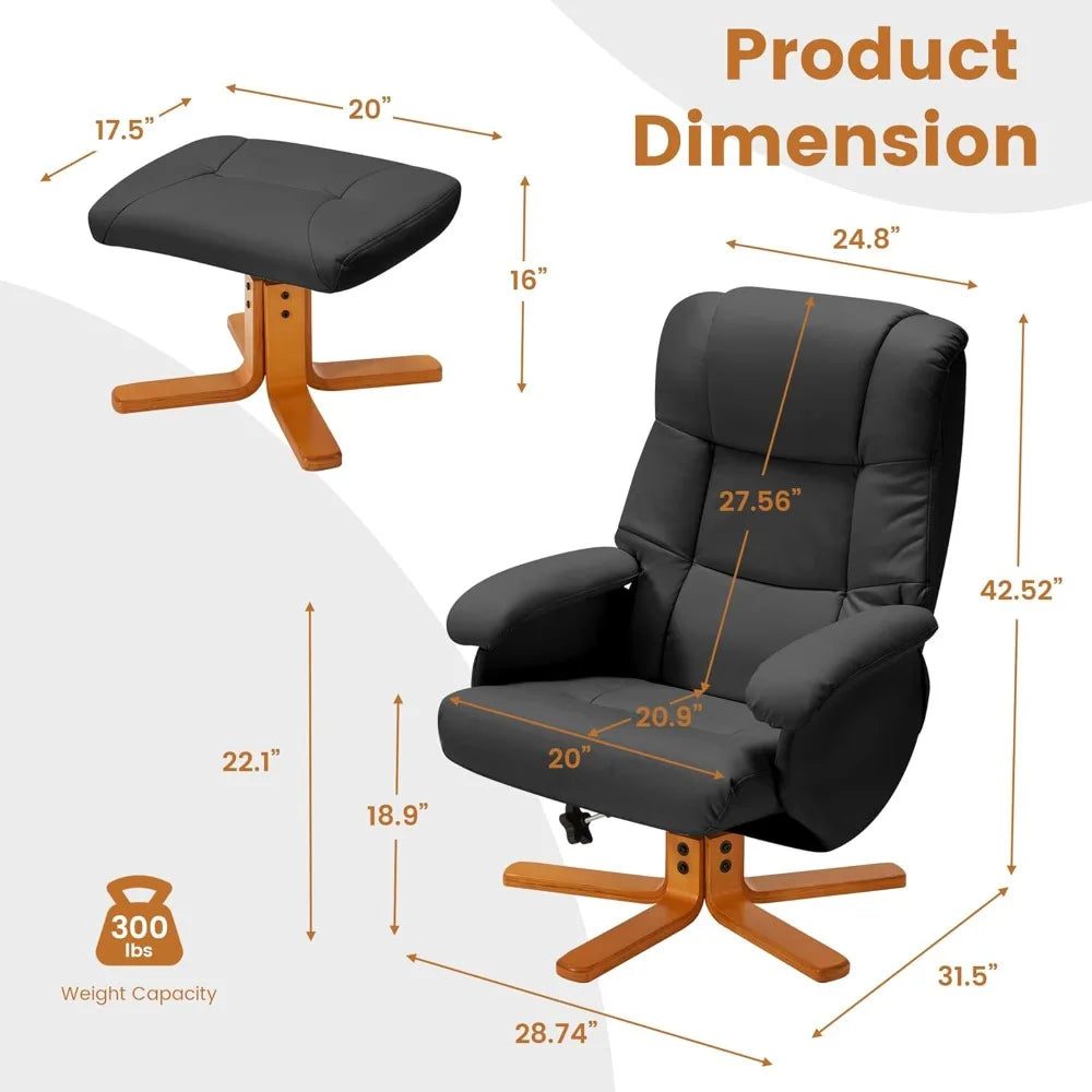 Swivel Recliner Chair with Ottoman