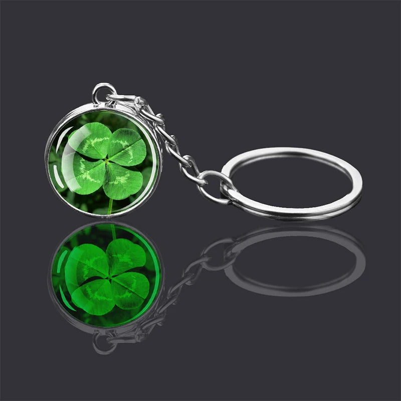Glow-in-the-Dark Four-Leaf Clover Keychain