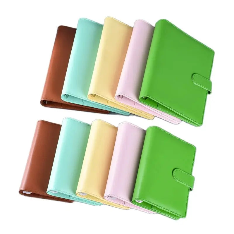 Macaron PU Leather Binder – A5/A6 DIY Planner Cover for School & Office