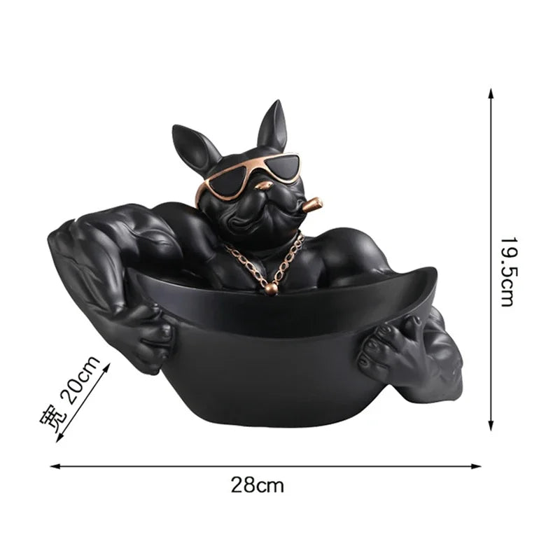 Resin Dog Figurine with Storage Box, Home Décor