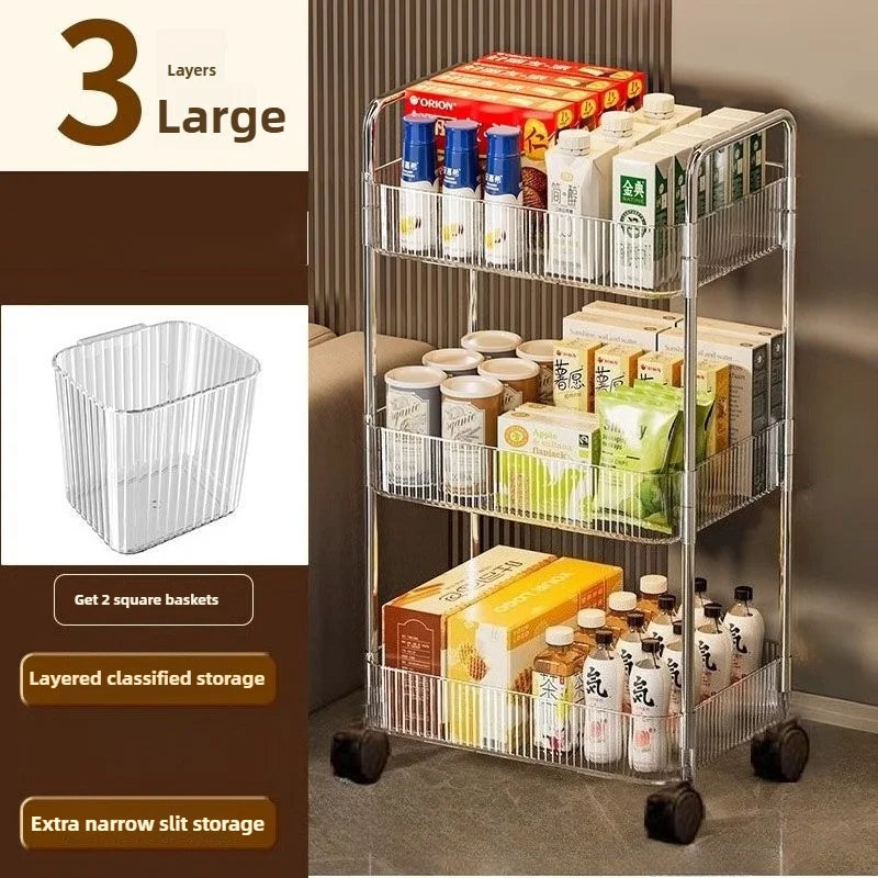 3-Tier Clear Storage Cart with Wheels