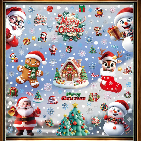 Christmas Snowflake & Santa Window Clings