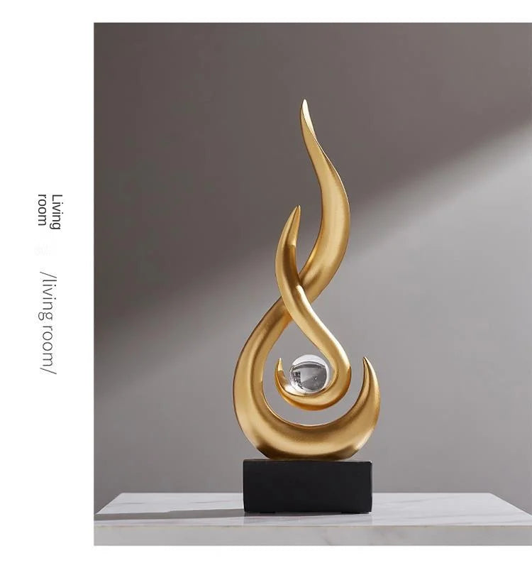 Abstract Orange Gold Ceramic Statue