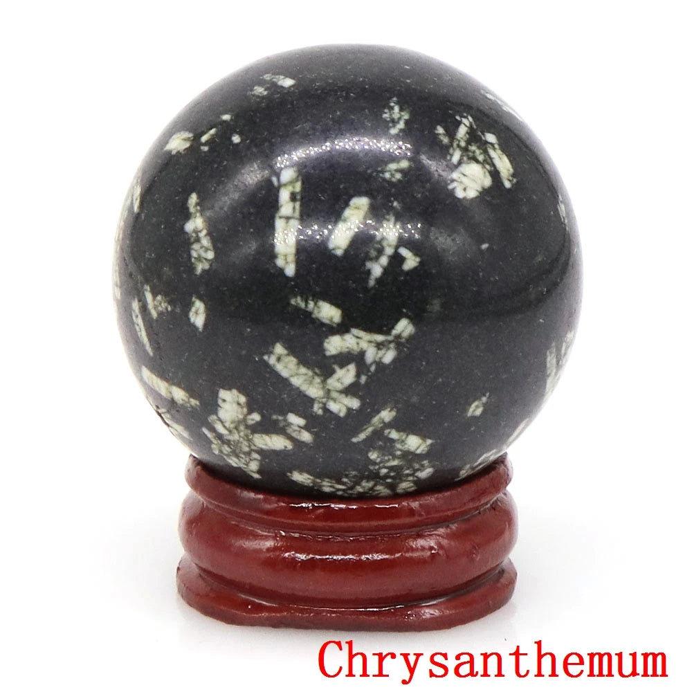 Natural Gemstone Crystal Ball with Stand