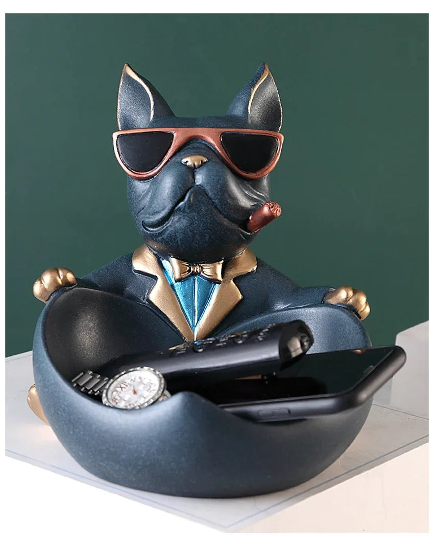 Resin Dog Figurine with Storage Box, Home Décor
