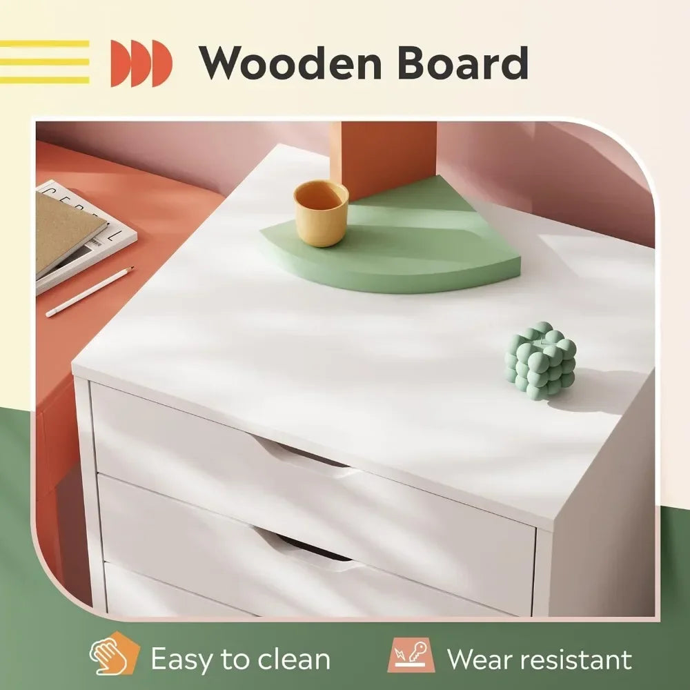 7-Drawer Wood Storage with Wheels