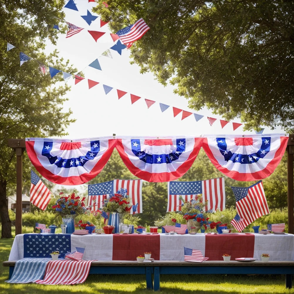 USA Patriotic Pleated Fan Flag Banner