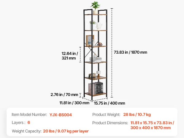 SucceBuy Industrial Metal Bookshelf