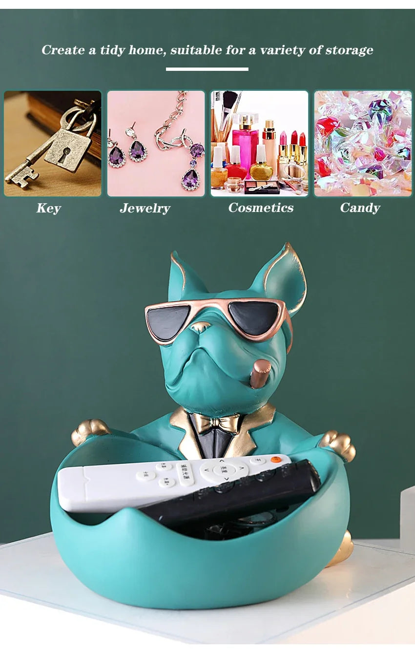 Resin Dog Figurine with Storage Box, Home Décor