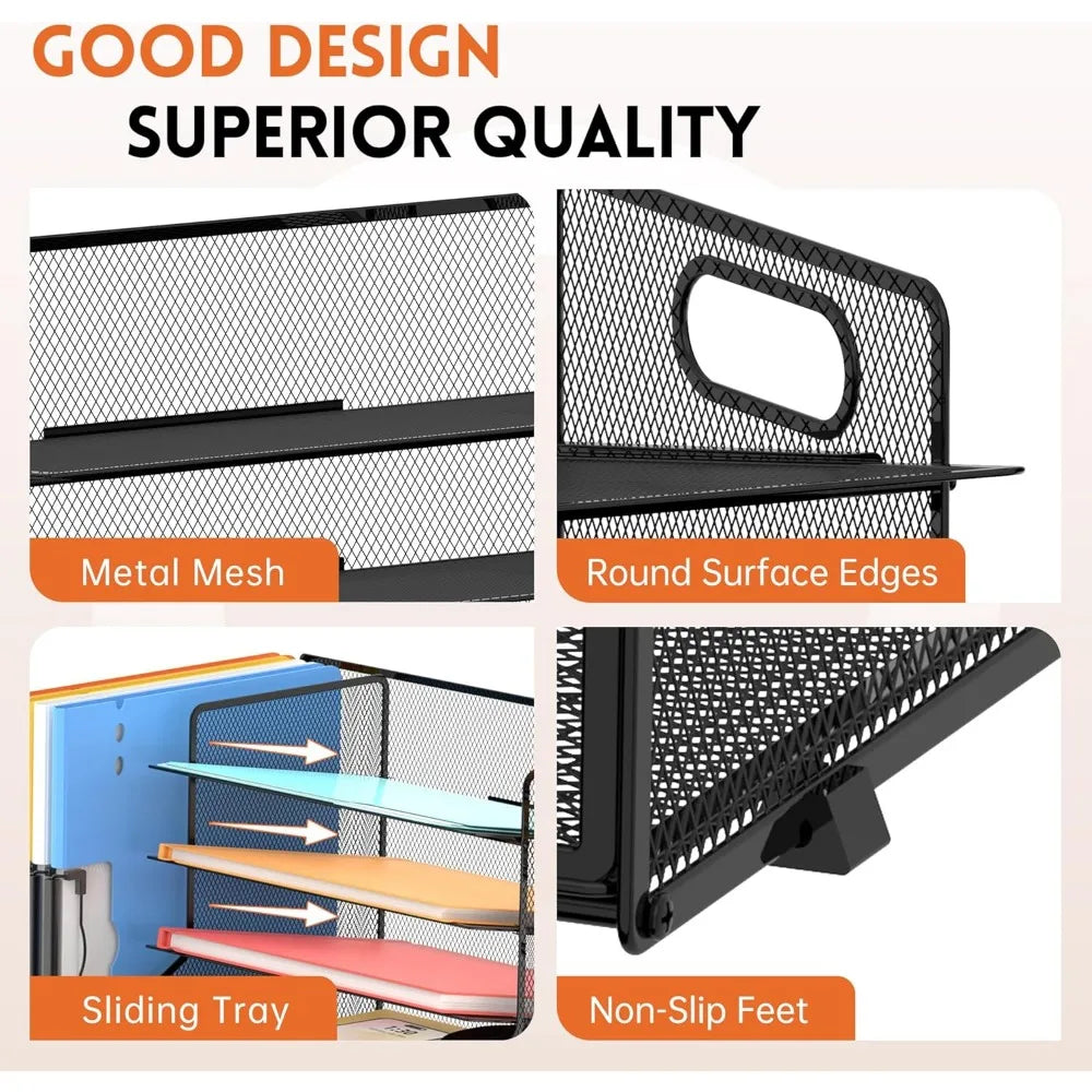 5-Tier Mesh Desk Organizer with Drawer