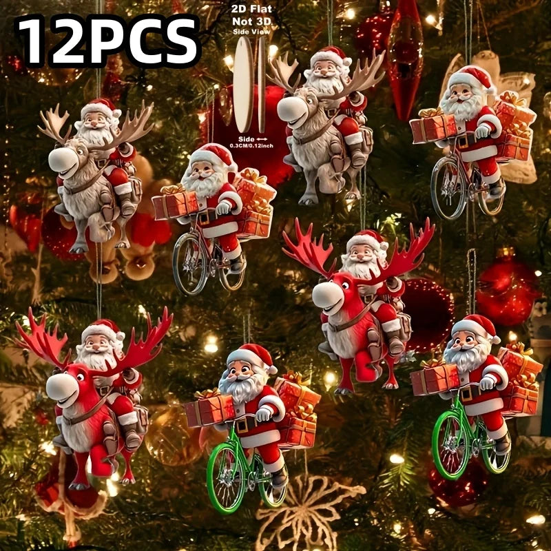 12-Piece Santa Claus Wooden Ornament Set