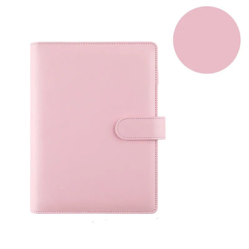 Macaron PU Leather Binder – A5/A6 DIY Planner Cover for School & Office