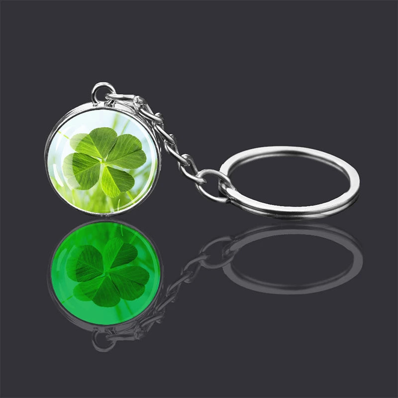 Glow-in-the-Dark Four-Leaf Clover Keychain