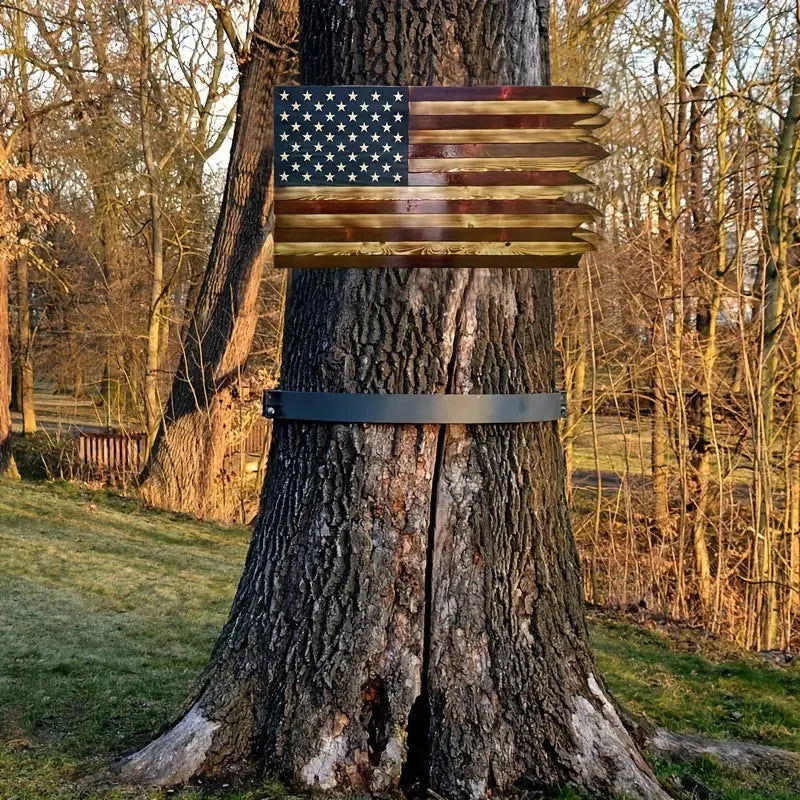 Wooden American Wavy Flag