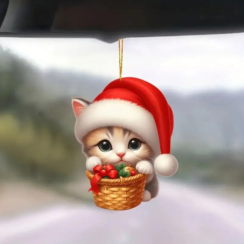 2D Acrylic Christmas Cat & Snowman Ornament