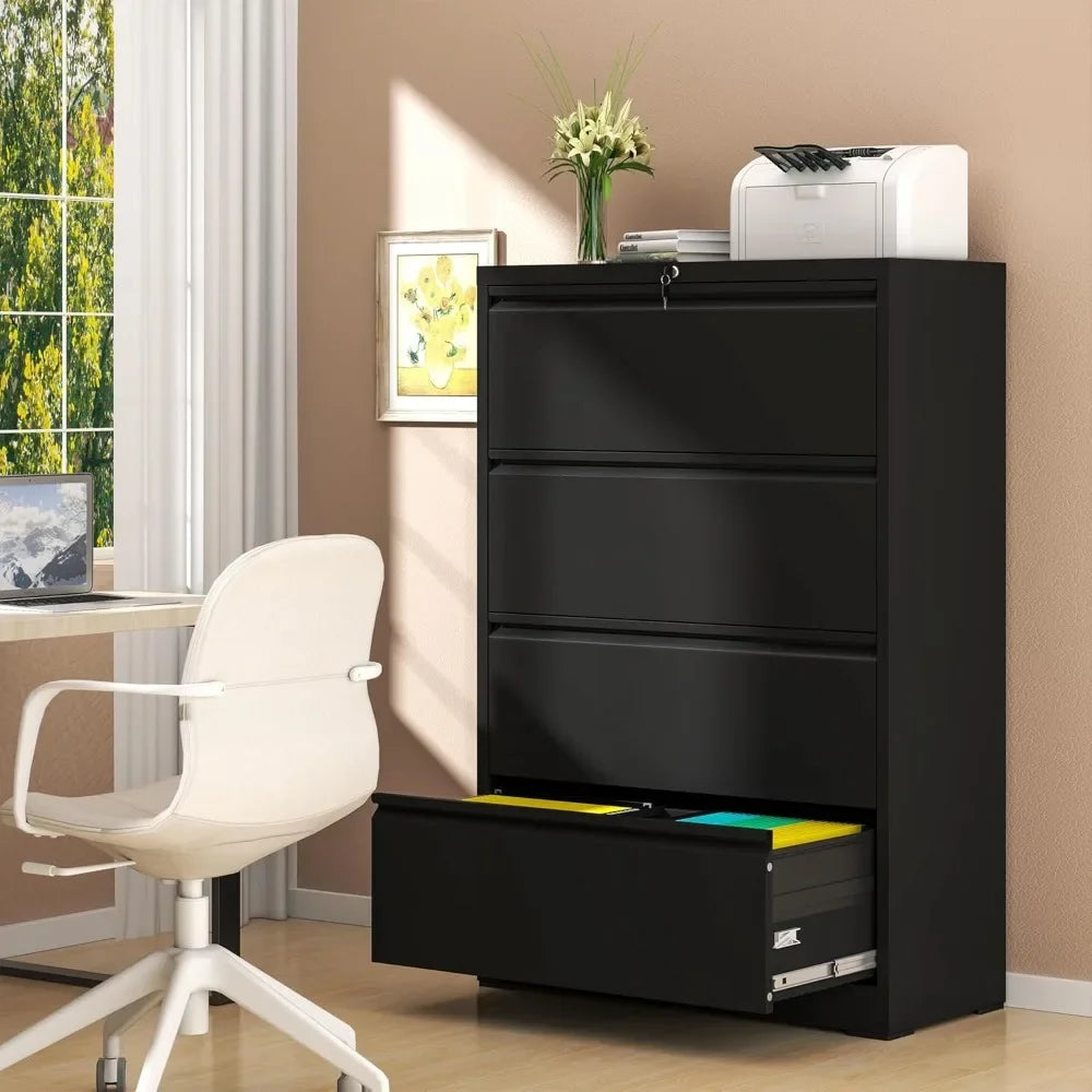 4-Drawer Metal Lateral File Cabinet with Lock