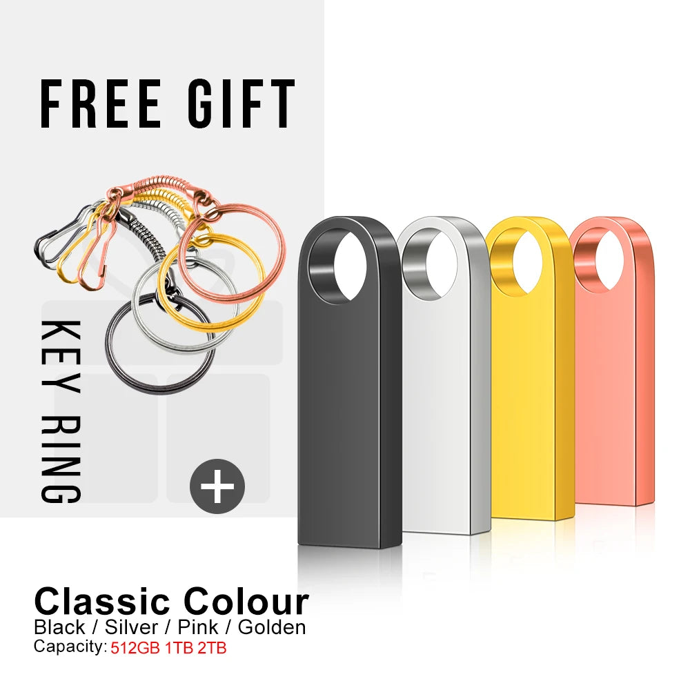 Metal USB Flash Drive – 128GB to 2TB High-Speed USB 3.0