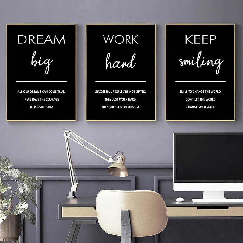 Black and White Motivational Canvas Art