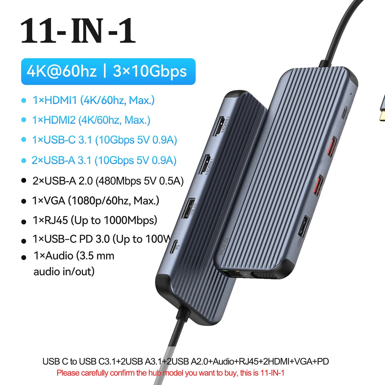 MOKiN 10Gbps USB-C Multiport Docking Station