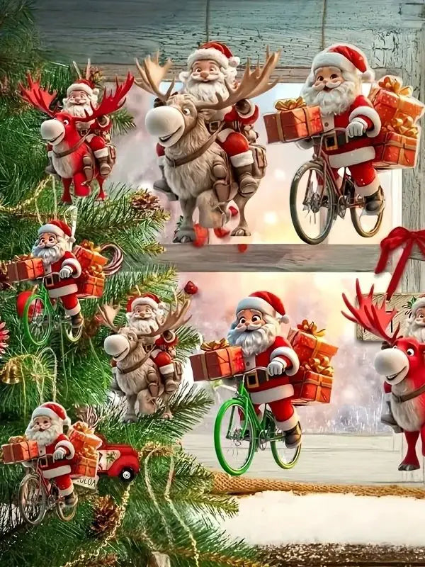 12-Piece Santa Claus Wooden Ornament Set