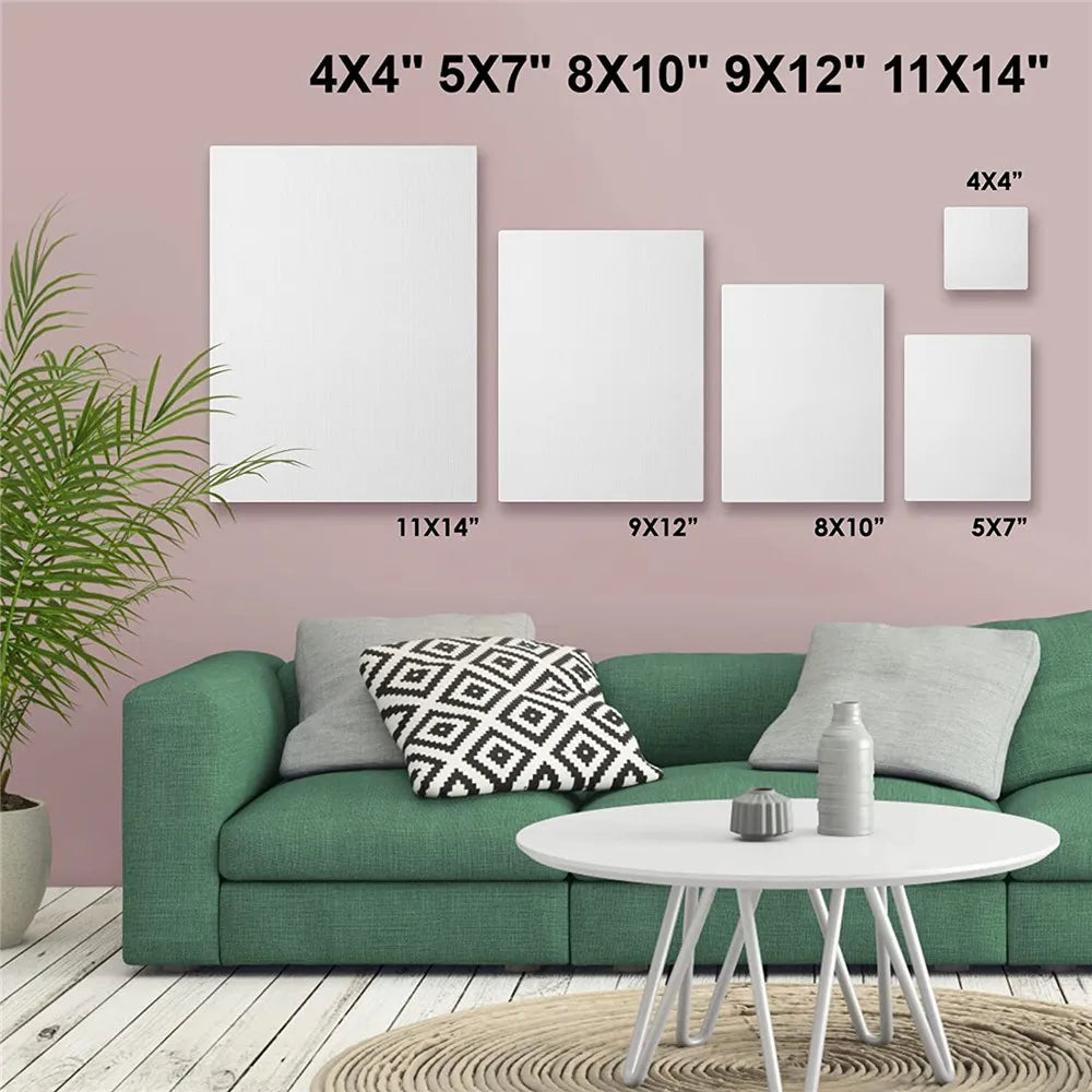 Pack of 4 White Blank Canvas Boards: