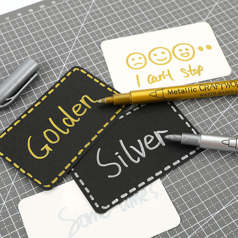 8PCS Metallic Brush Pens – Gold & Silver