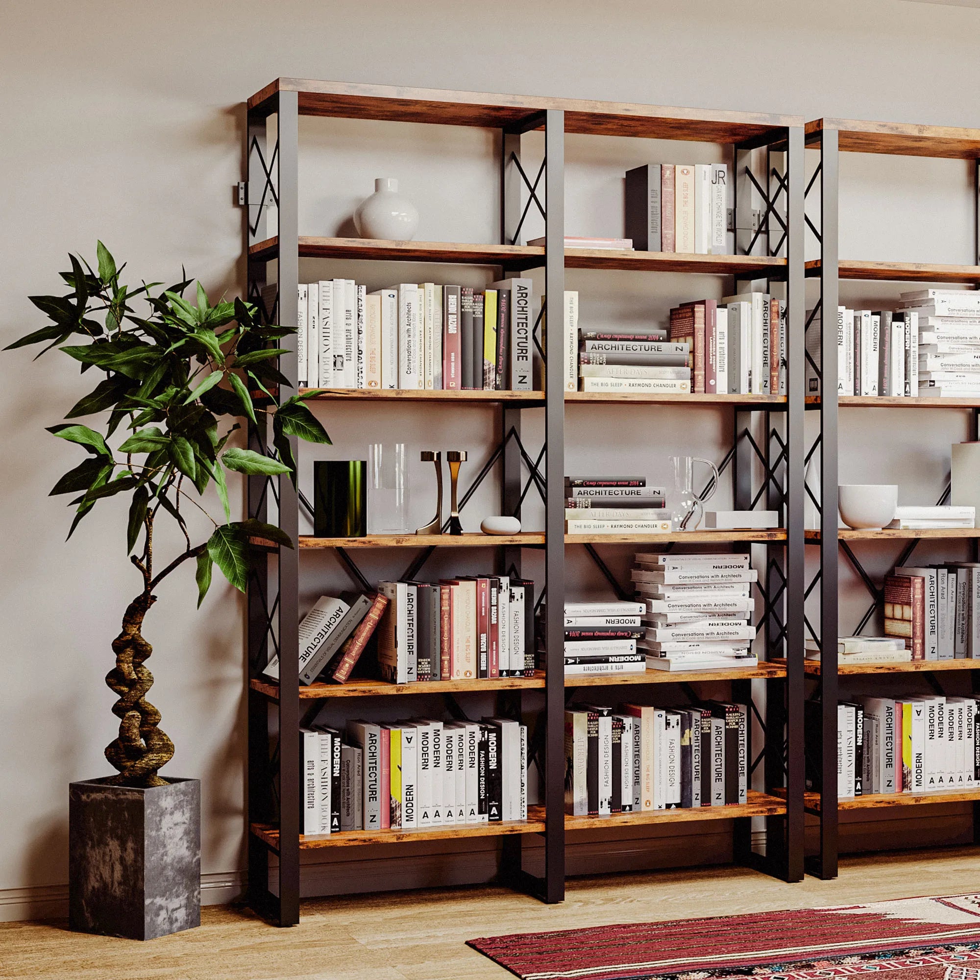 IRONCK Double Wide 6-Tier Bookshelf –