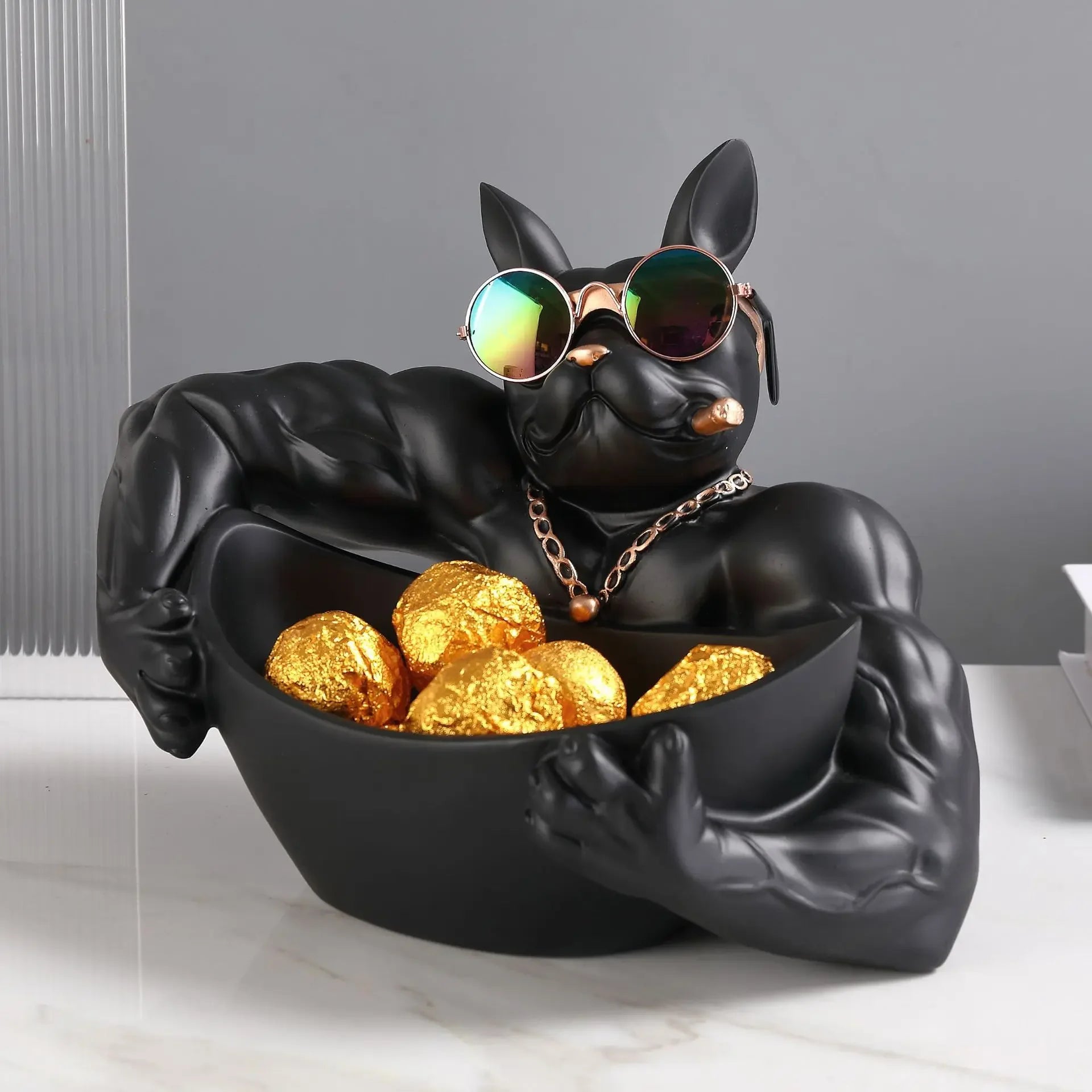 Resin Dog Figurine with Storage Box, Home Décor