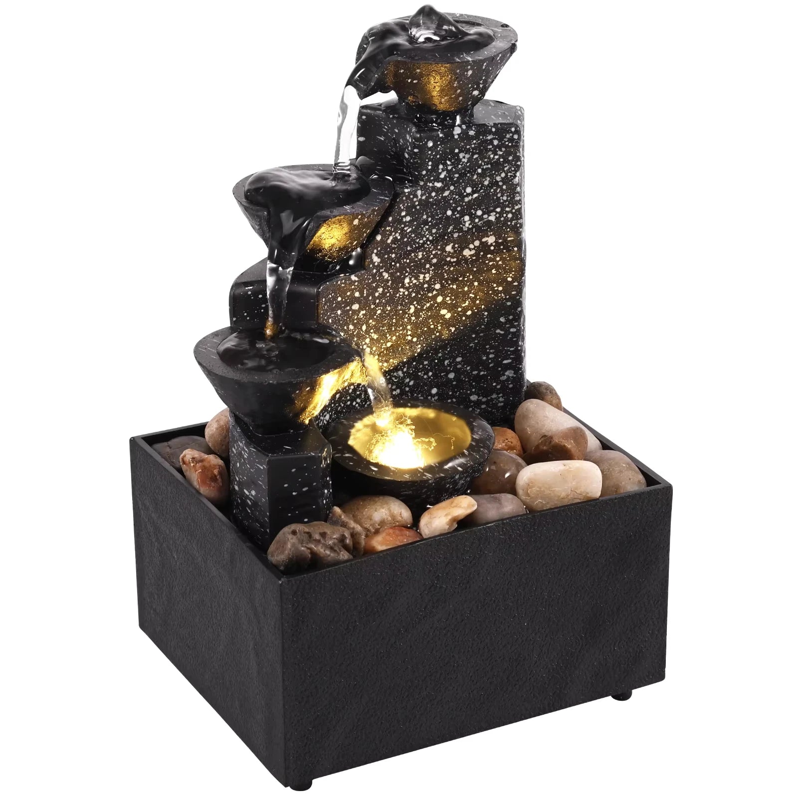 Desktop Waterfall Fountain – Flowing Water Ornament for Home & Office