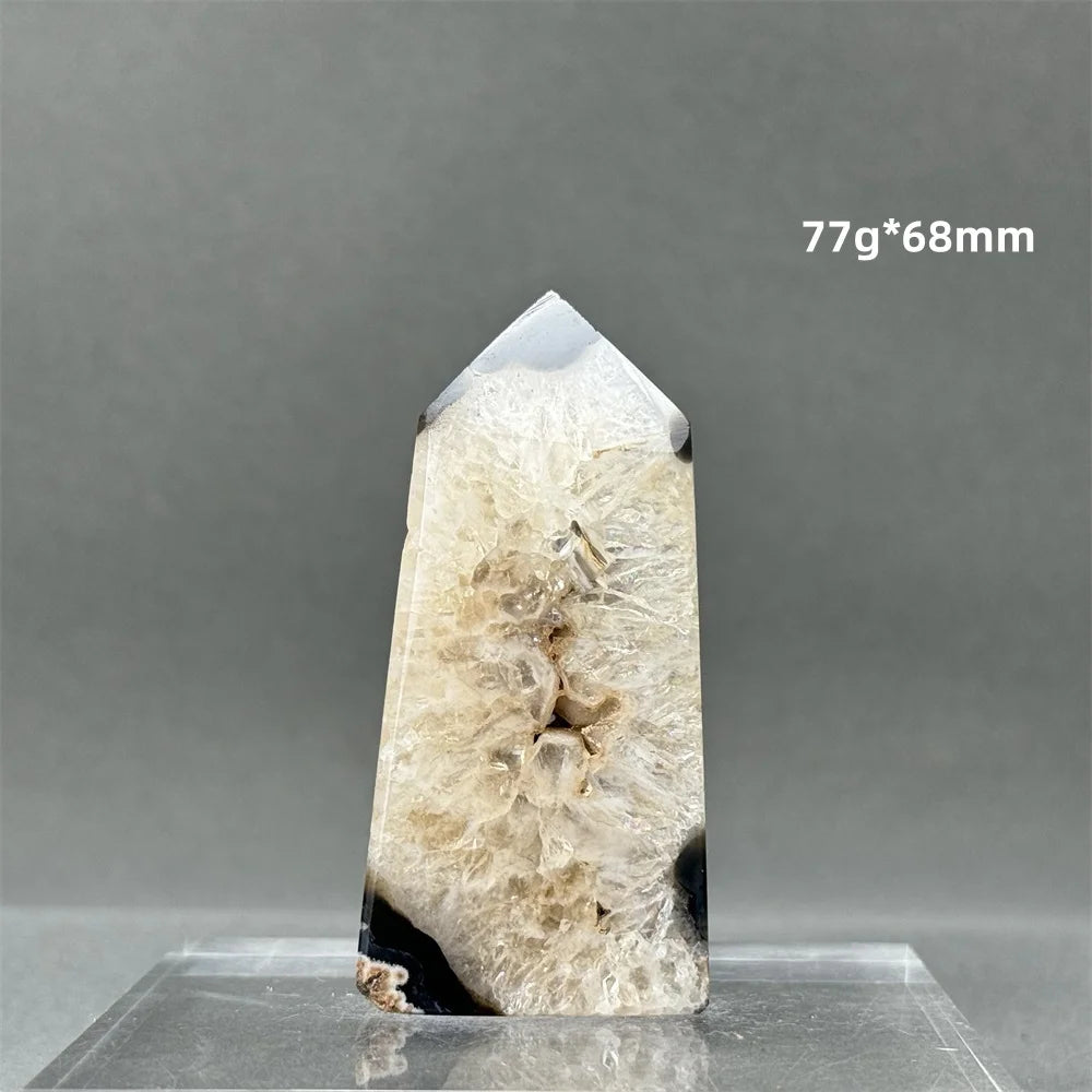 Black Agate Geode Obelisk Crystal
