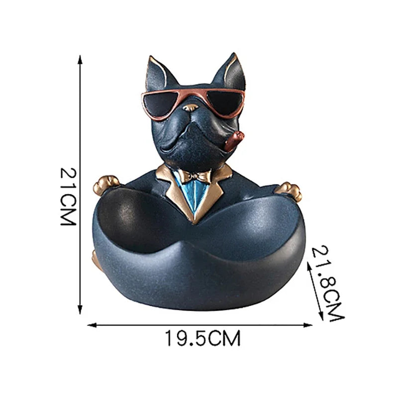 Resin Dog Figurine with Storage Box, Home Décor