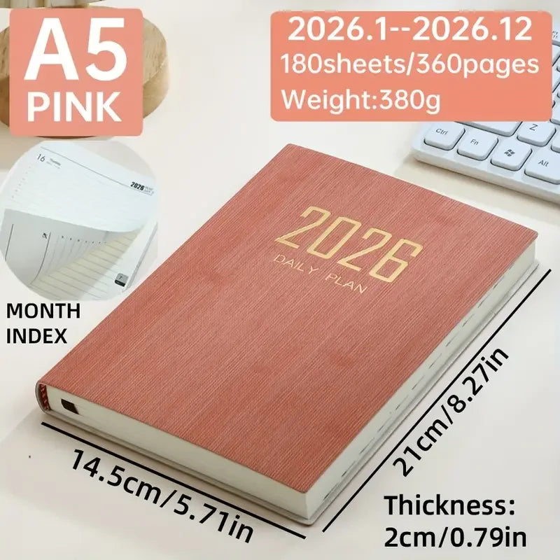2026 A5 Daily Schedule Notebook – 365-Day Planner