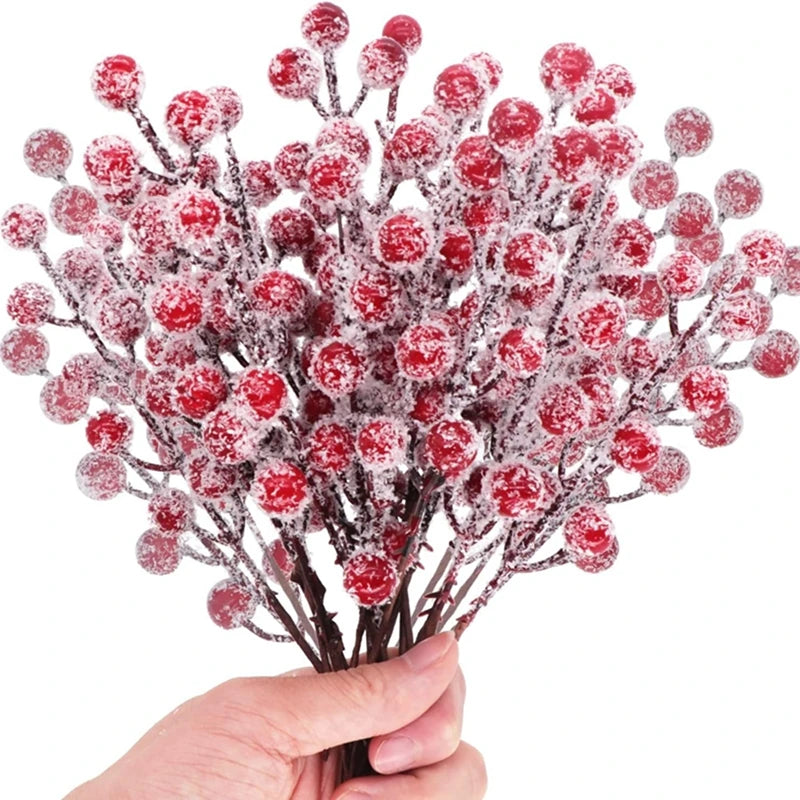 Snowflake & Red Berry Christmas Tree Pendants