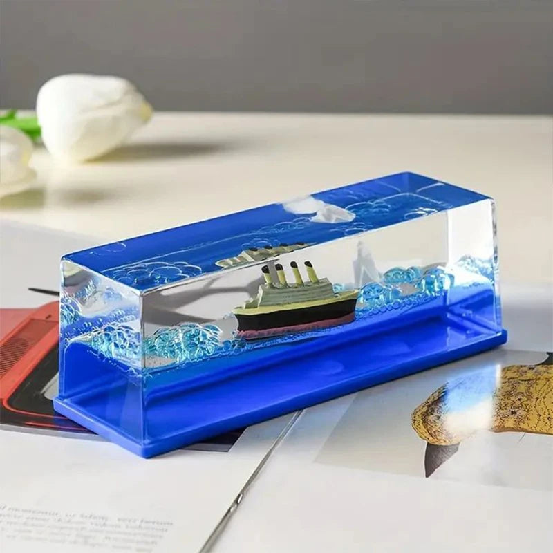 Titanic & Dinosaur Era Drifting Ship Bottle Ornament