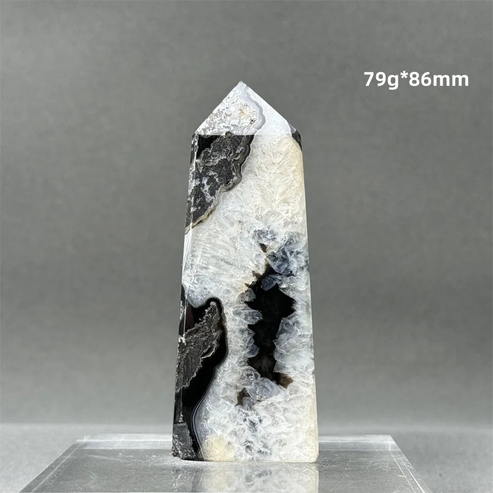 Black Agate Geode Obelisk Crystal