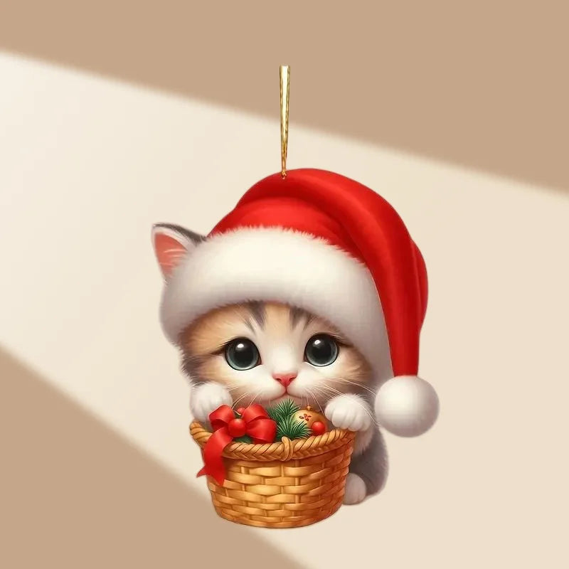 2D Acrylic Christmas Cat & Snowman Ornament