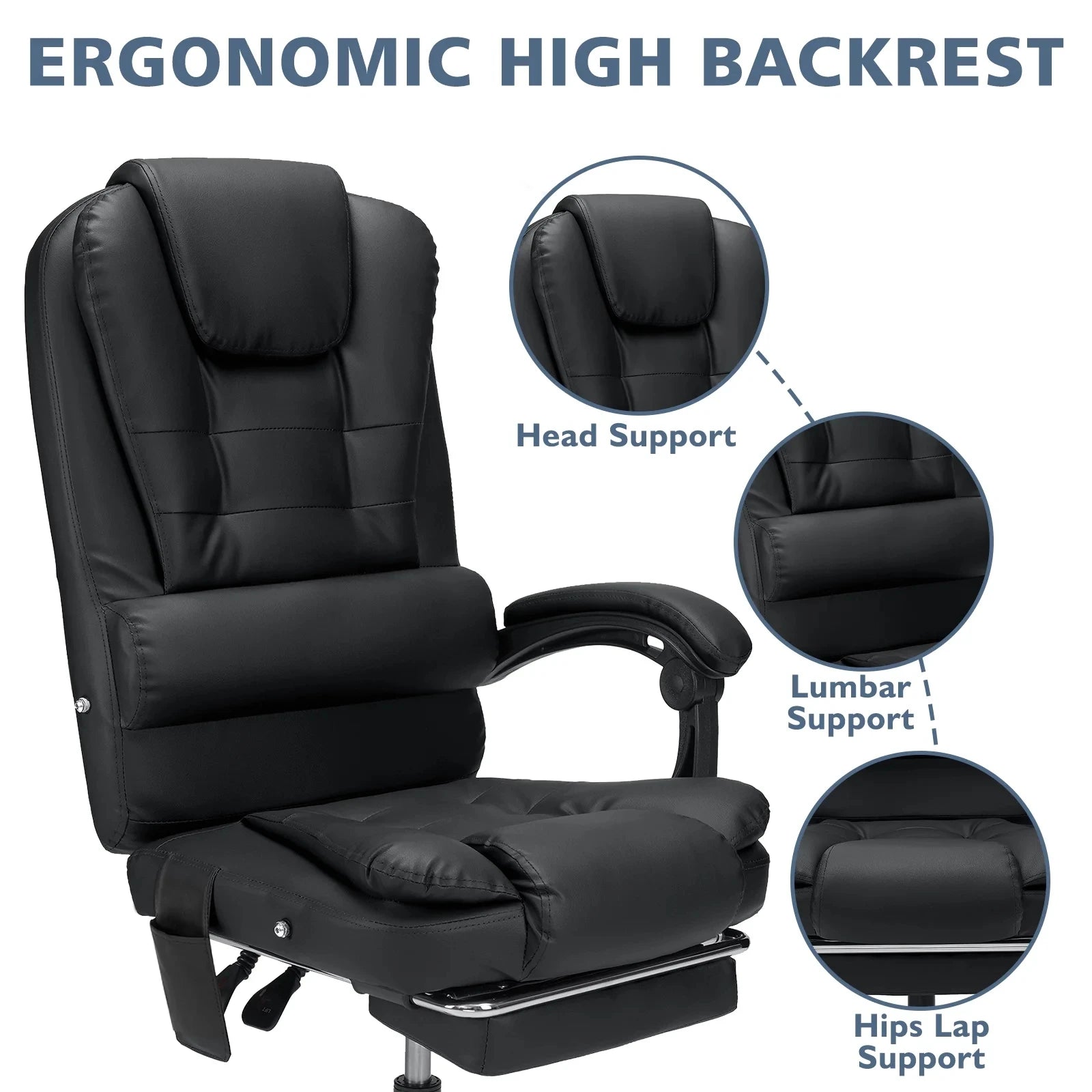 Executive Massage Office Chair – High Back with Footrest