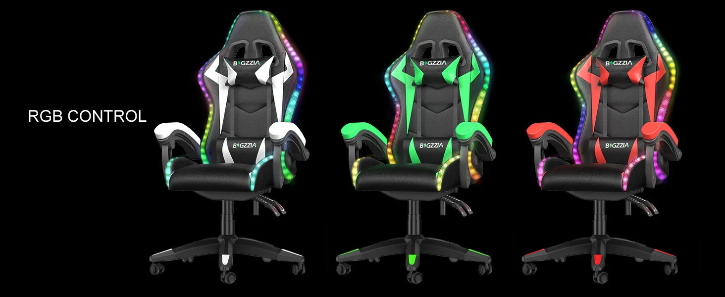 RGB Gaming Chair – LED Lights Ergonomic Recliner