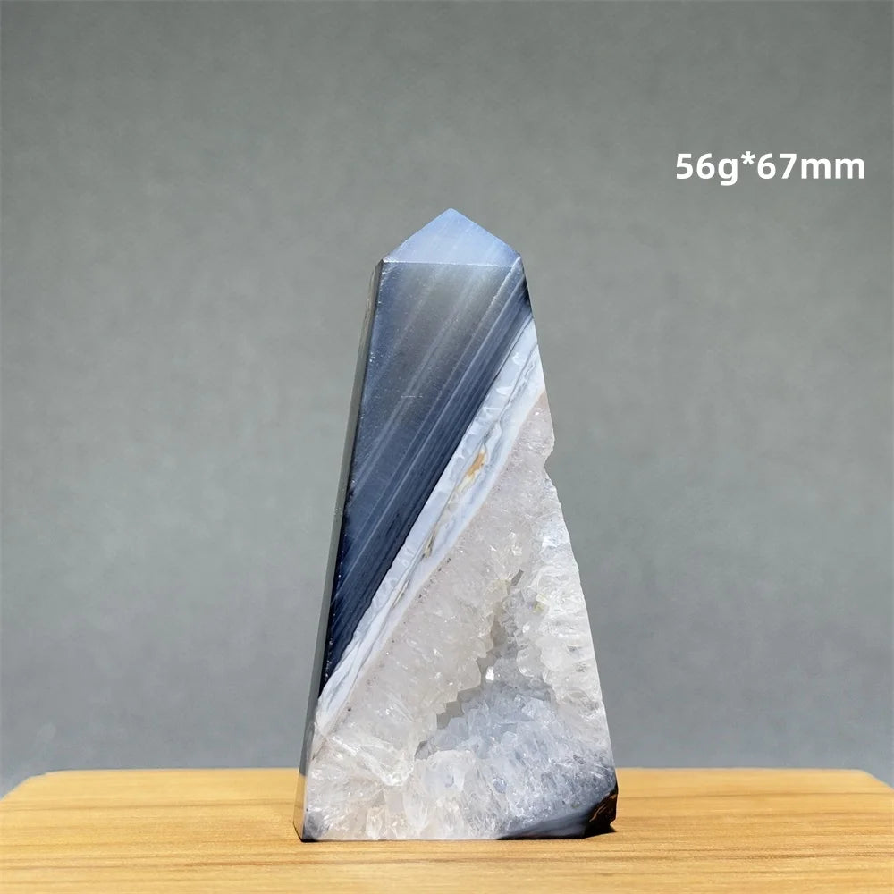 Black Agate Geode Obelisk Crystal