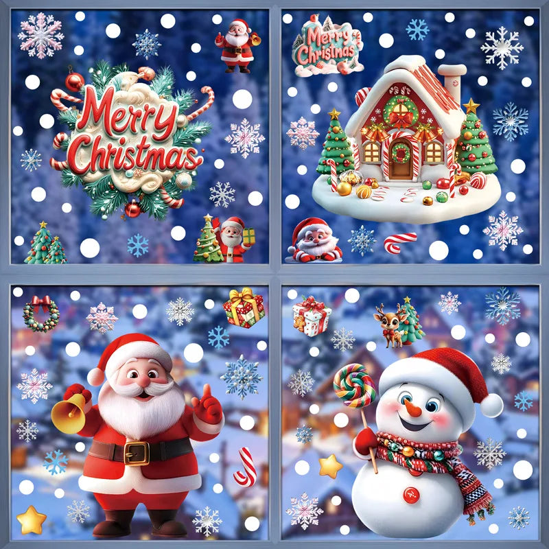 Christmas Snowflake & Santa Window Clings
