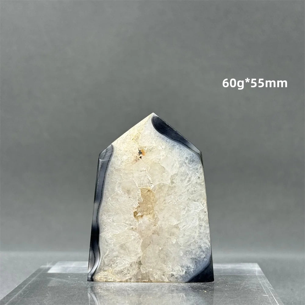 Black Agate Geode Obelisk Crystal