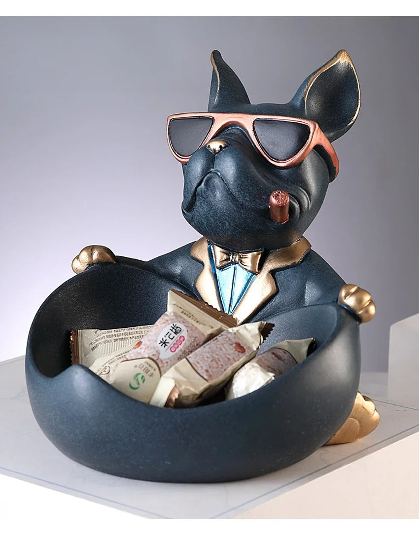 Resin Dog Figurine with Storage Box, Home Décor